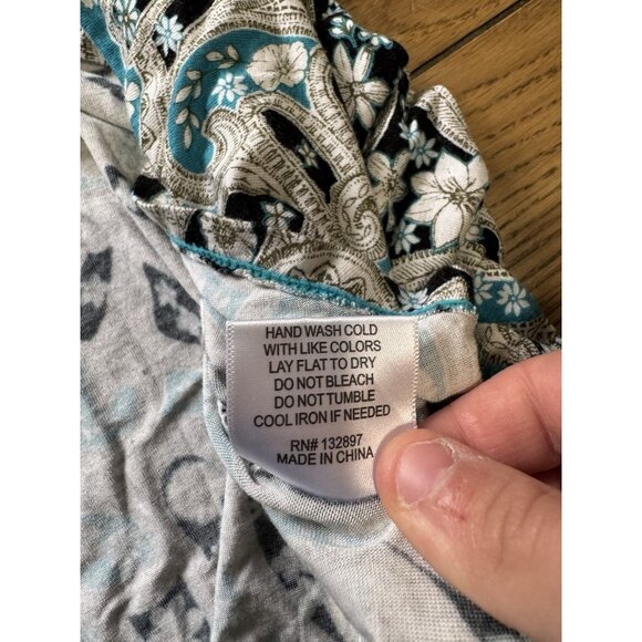 Rose & Olive Women 2X Floral‎ Tunic Top Paisley Colorful Short Sleeve Stretch - Picture 7 of 8